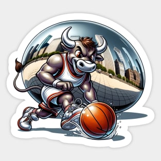 Bull at The Bean | Chicago Bull Basketball Bean Sticker